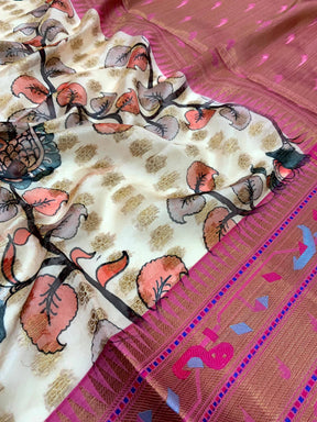 Elevate Kalamkari Printed Tissue Saree

