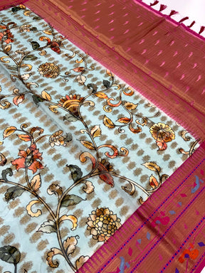 Regal Kalamkari Printed Tissue Saree


