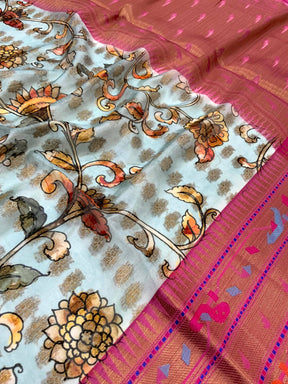 Regal Kalamkari Printed Tissue Saree


