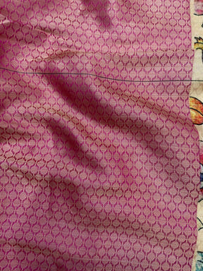 Beige Kalamkari Printed Kora Muslin Saree


