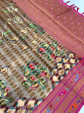 Heritage Kalamkari Printed Tissue Saree