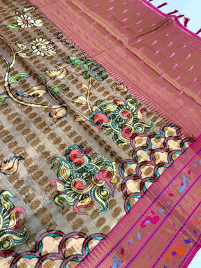 Heritage Kalamkari Printed Tissue Saree