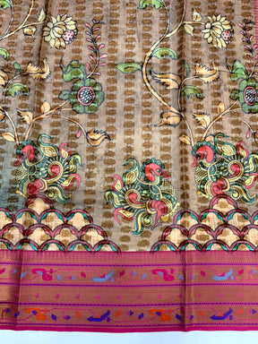 Heritage Kalamkari Printed Tissue Saree