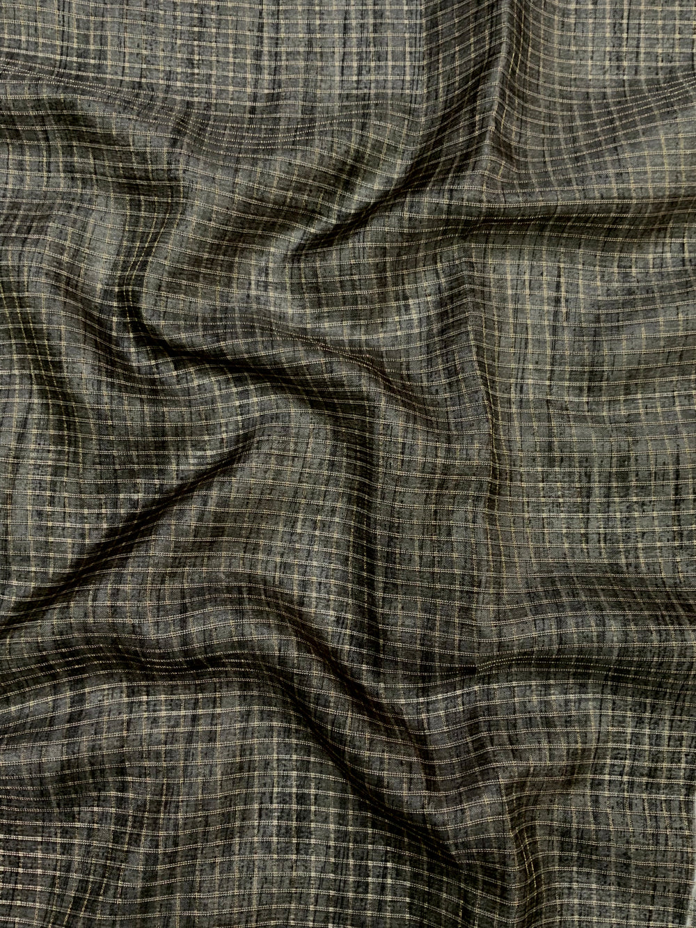 Grey Tussar Chex Floral Print Saree