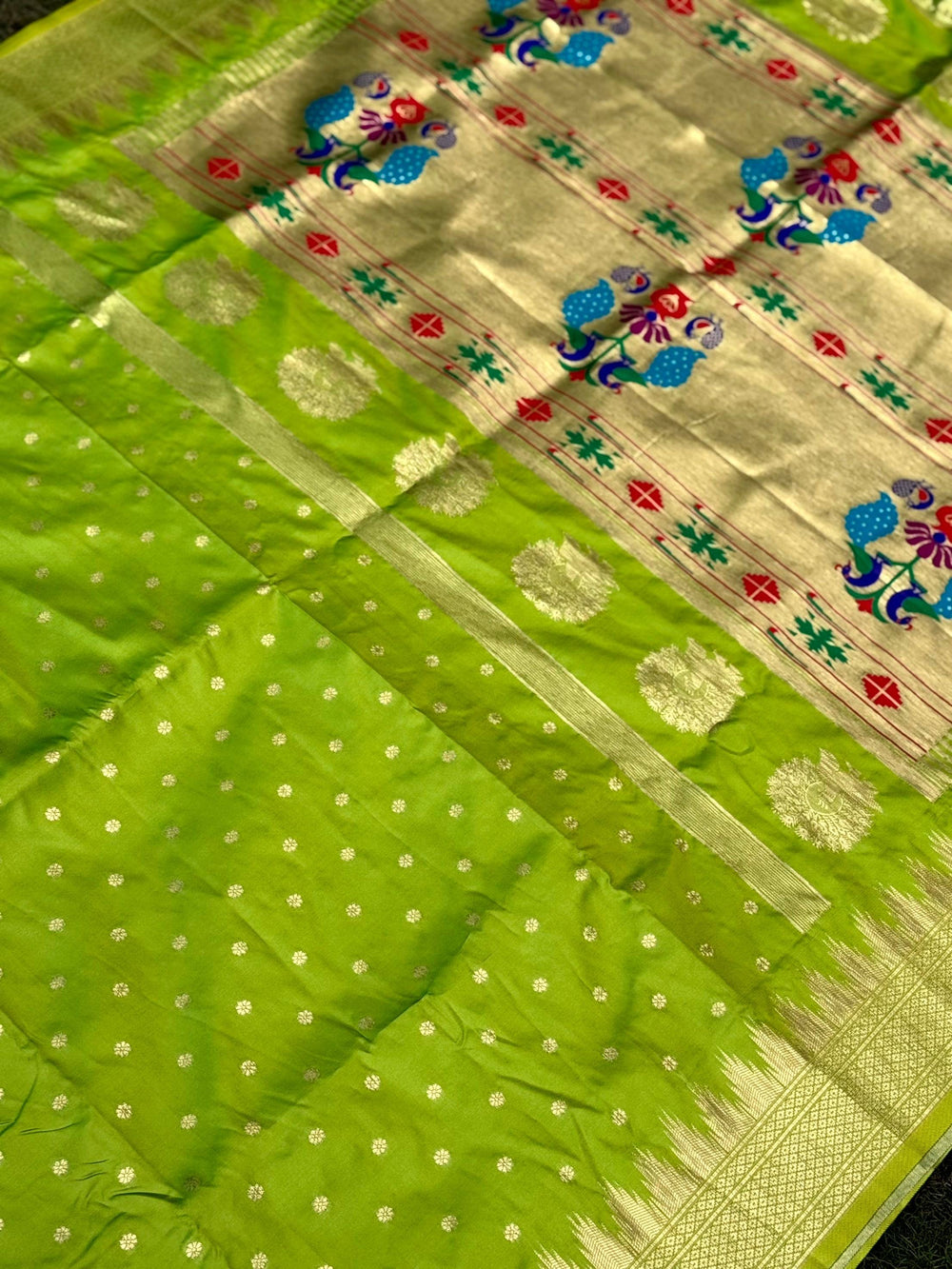 Green Dual Tone Zari Banarasi Paithani Saree
