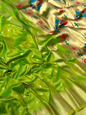 Green Dual Tone Zari Banarasi Paithani Saree