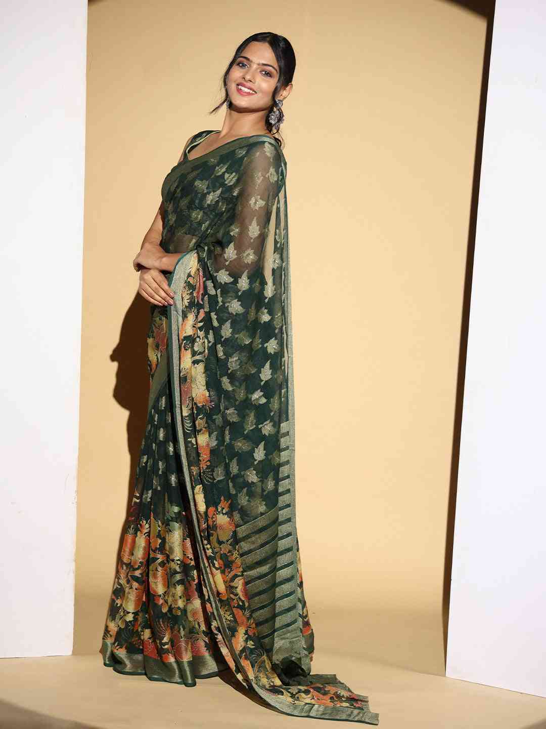 Soft Georgette Multi Colored Designer Saree