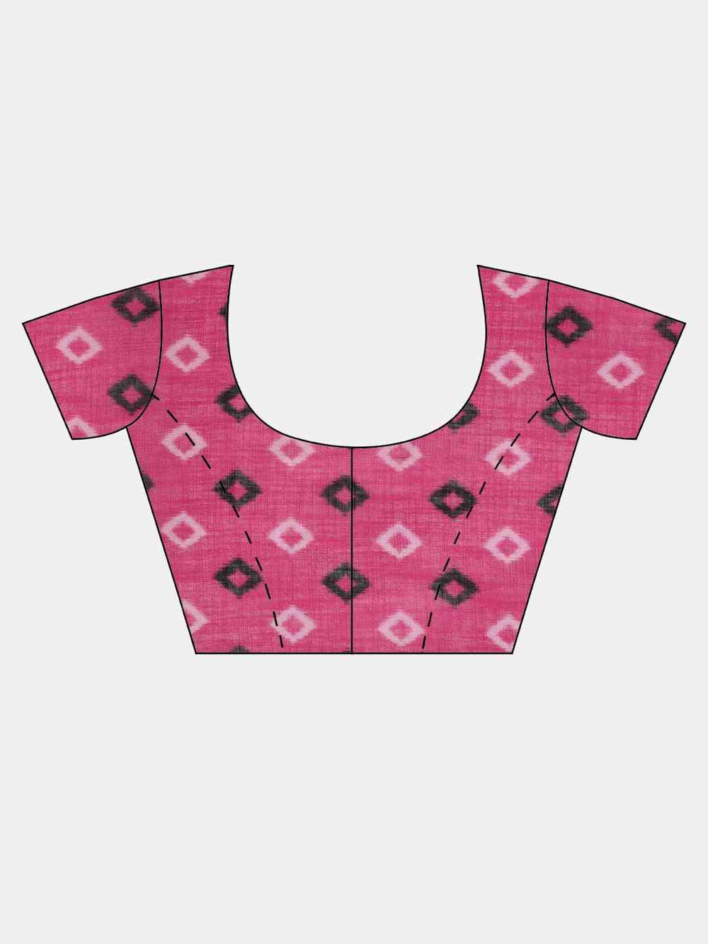  Black & Pink Linen Blend Solid Ikat Saree