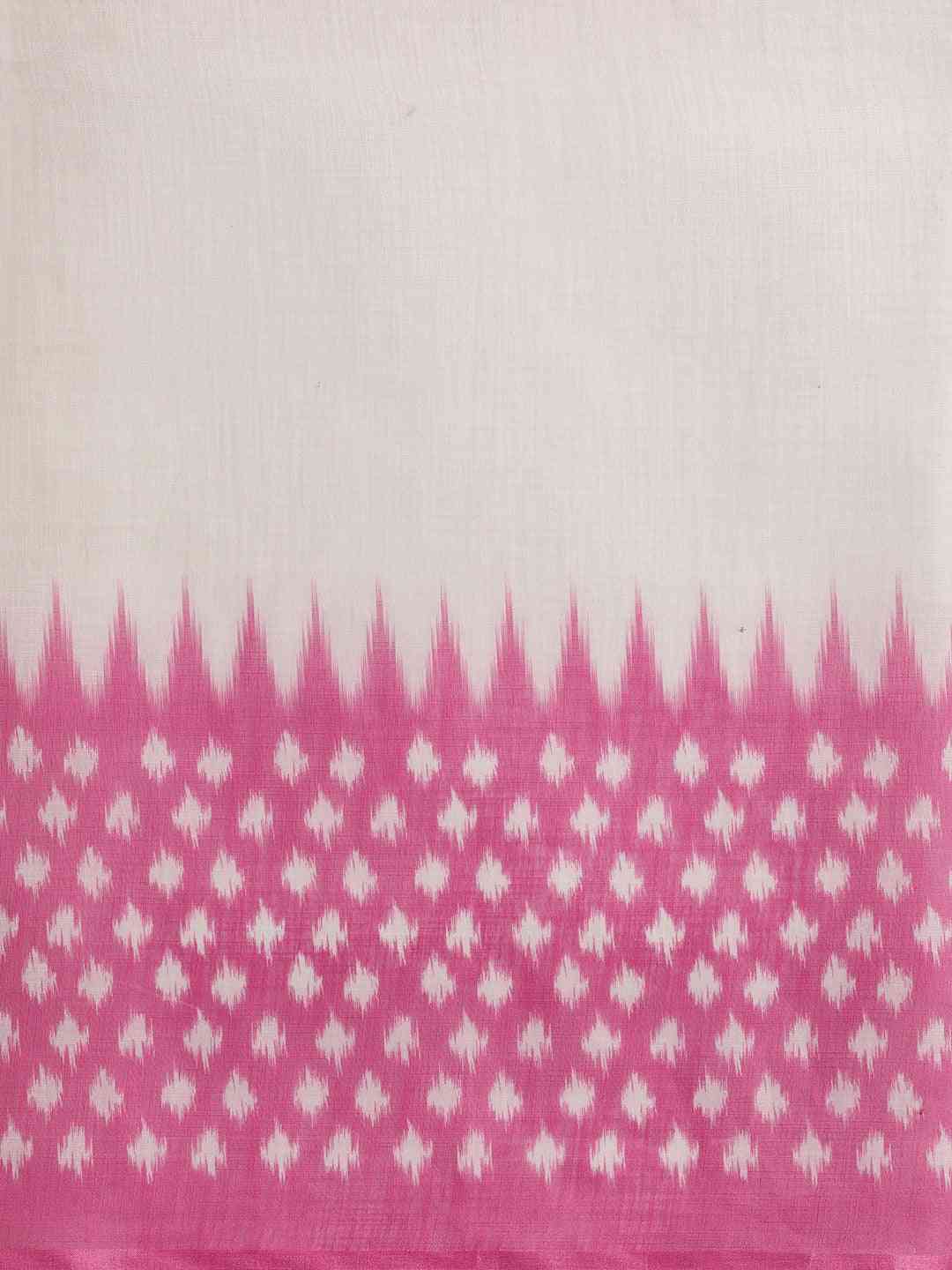 White & Rani Linen Blend Ikat Saree 