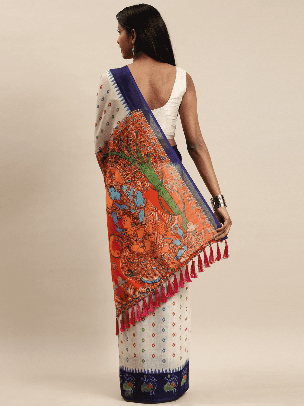 Buy Soft Linen Ikkat Digital Print Saree | Vastranand