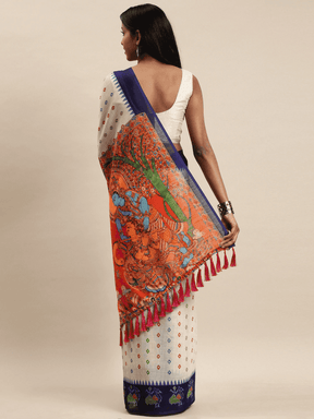 Buy Soft Linen Ikkat Digital Print Saree | Vastranand