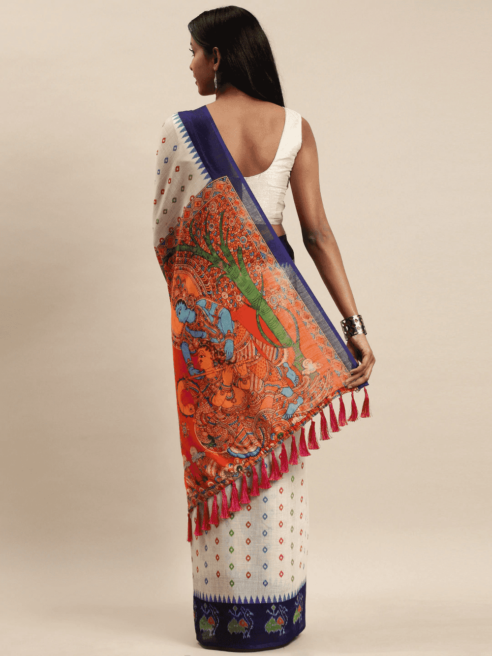Buy Soft Linen Ikkat Digital Print Saree | Vastranand