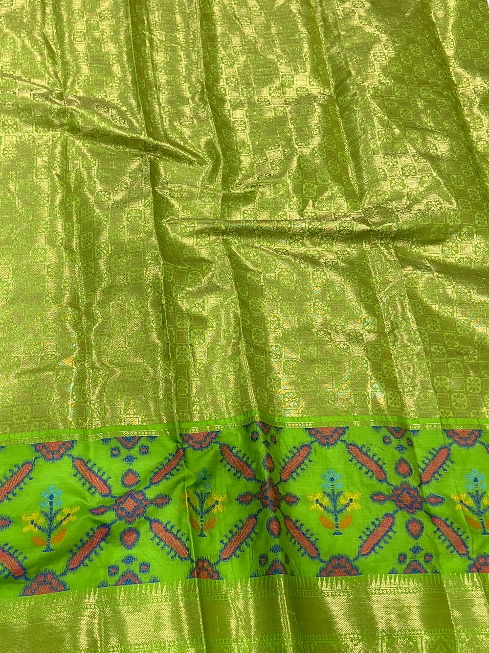 Grey Katan Silk Ikkat Saree