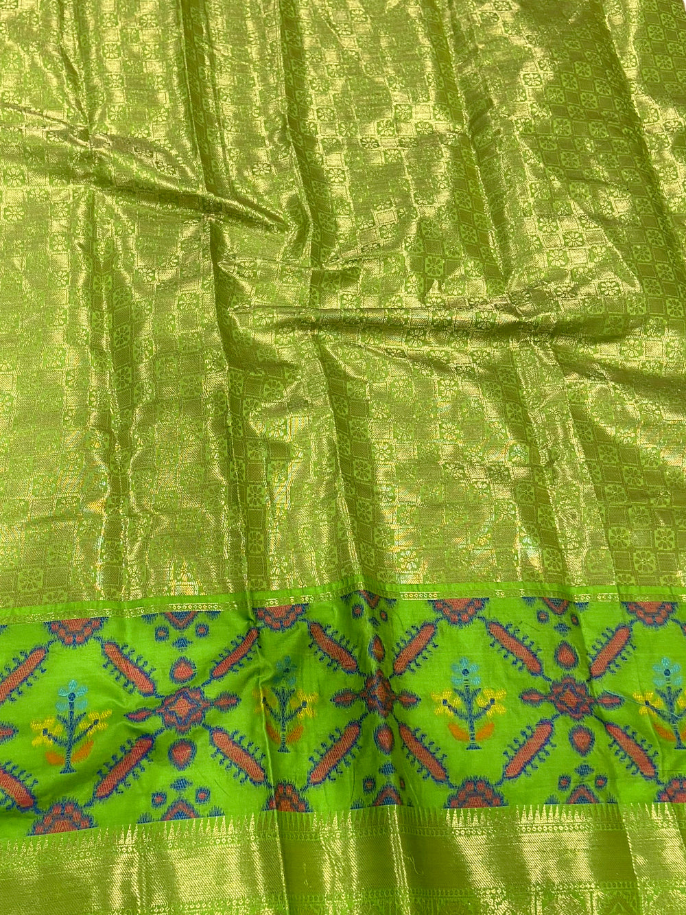 Grey Katan Silk Ikkat Saree