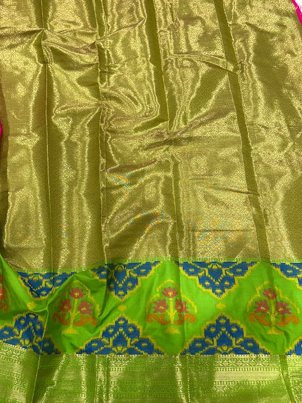 Pink Katan Silk Ikkat Saree