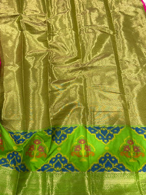 Pink Katan Silk Ikkat Saree