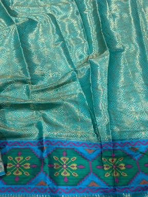 White Katan Silk Ikkat Saree