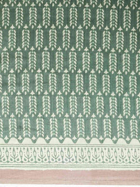  Green & Brown Colour Linen Blend Bagru Saree