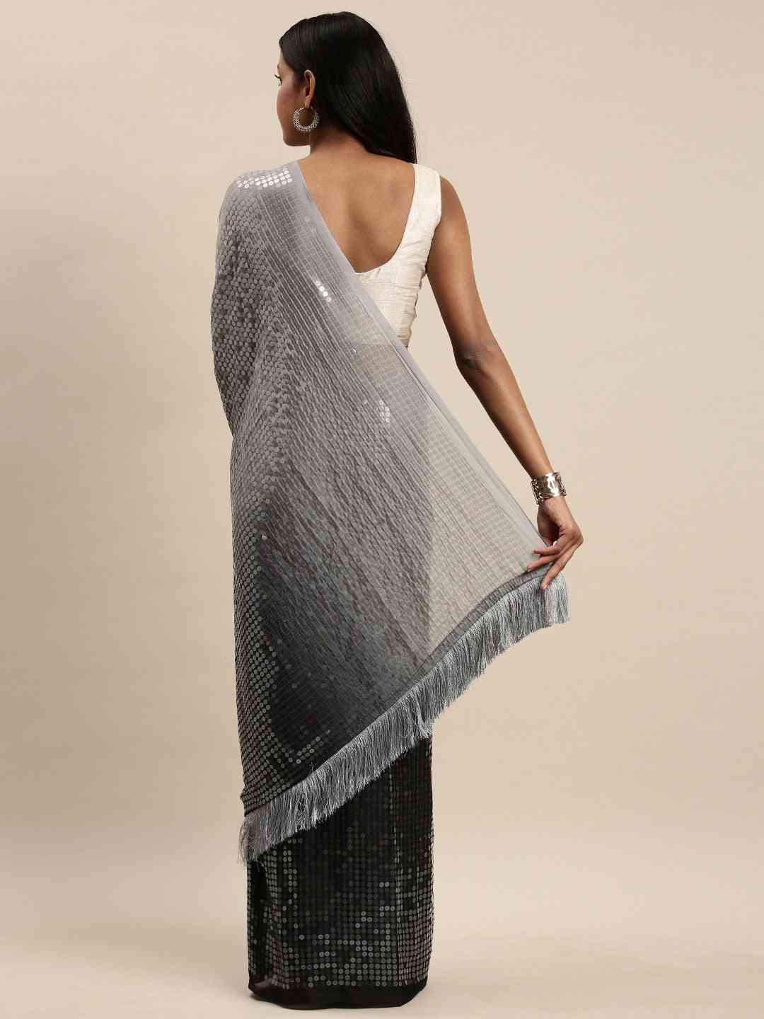 Shop Desiner Ombre Two Tone Sequence Saree at Vastranand