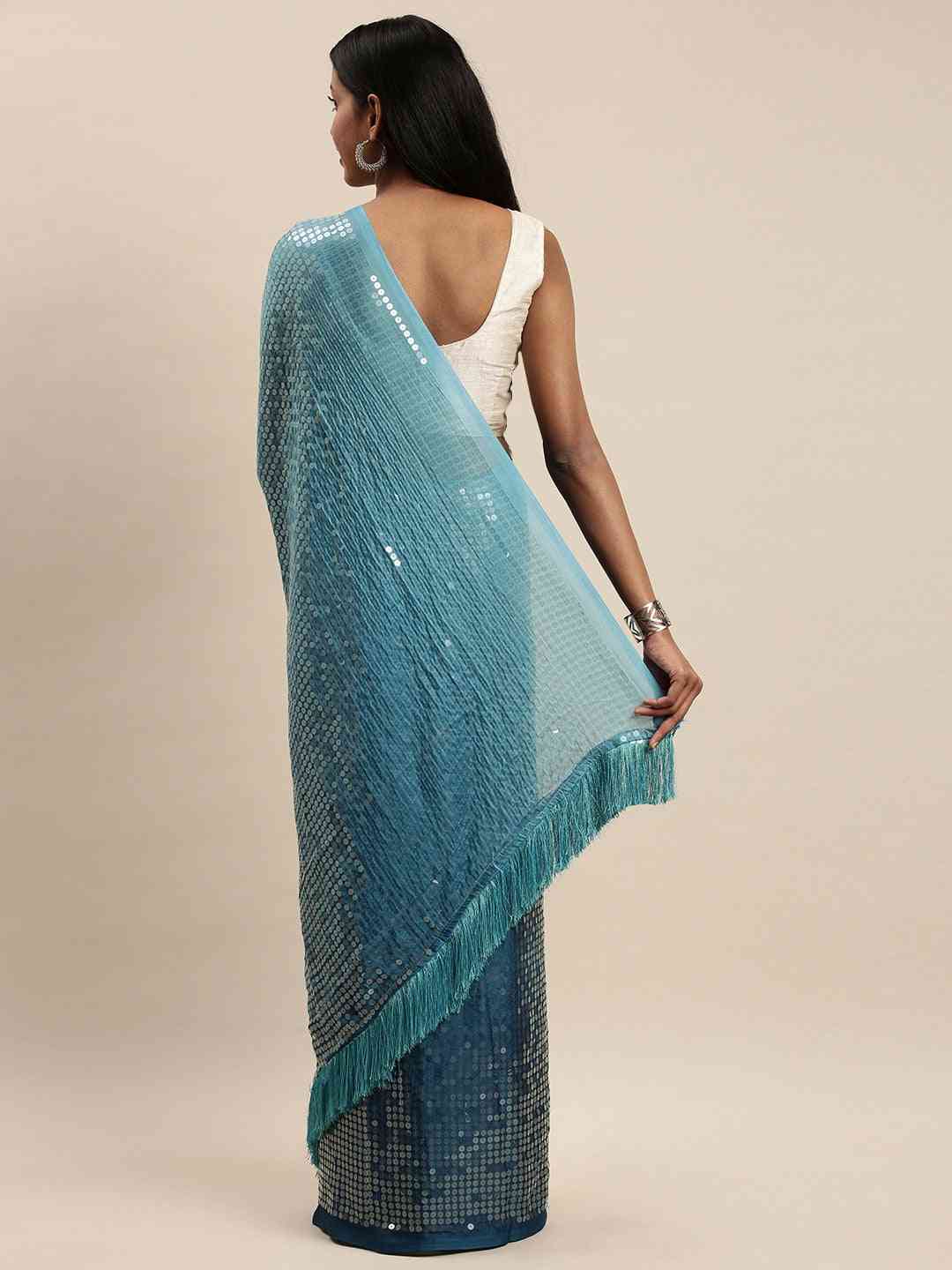 Shop Desiner Ombre Two Tone Sequence Saree at Vastranand