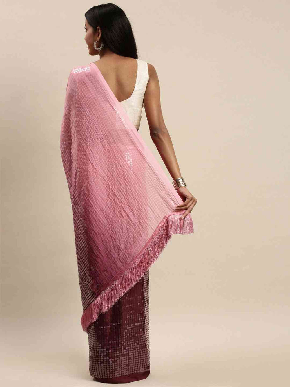 Shop Desiner Ombre Two Tone Sequence Saree at Vastranand