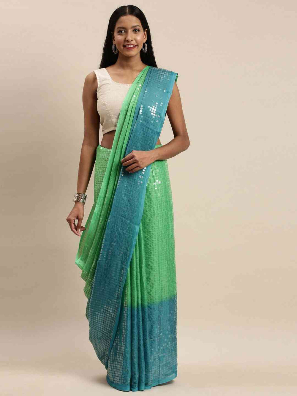 Shop Desiner Ombre Two Tone Sequence Saree at Vastranand