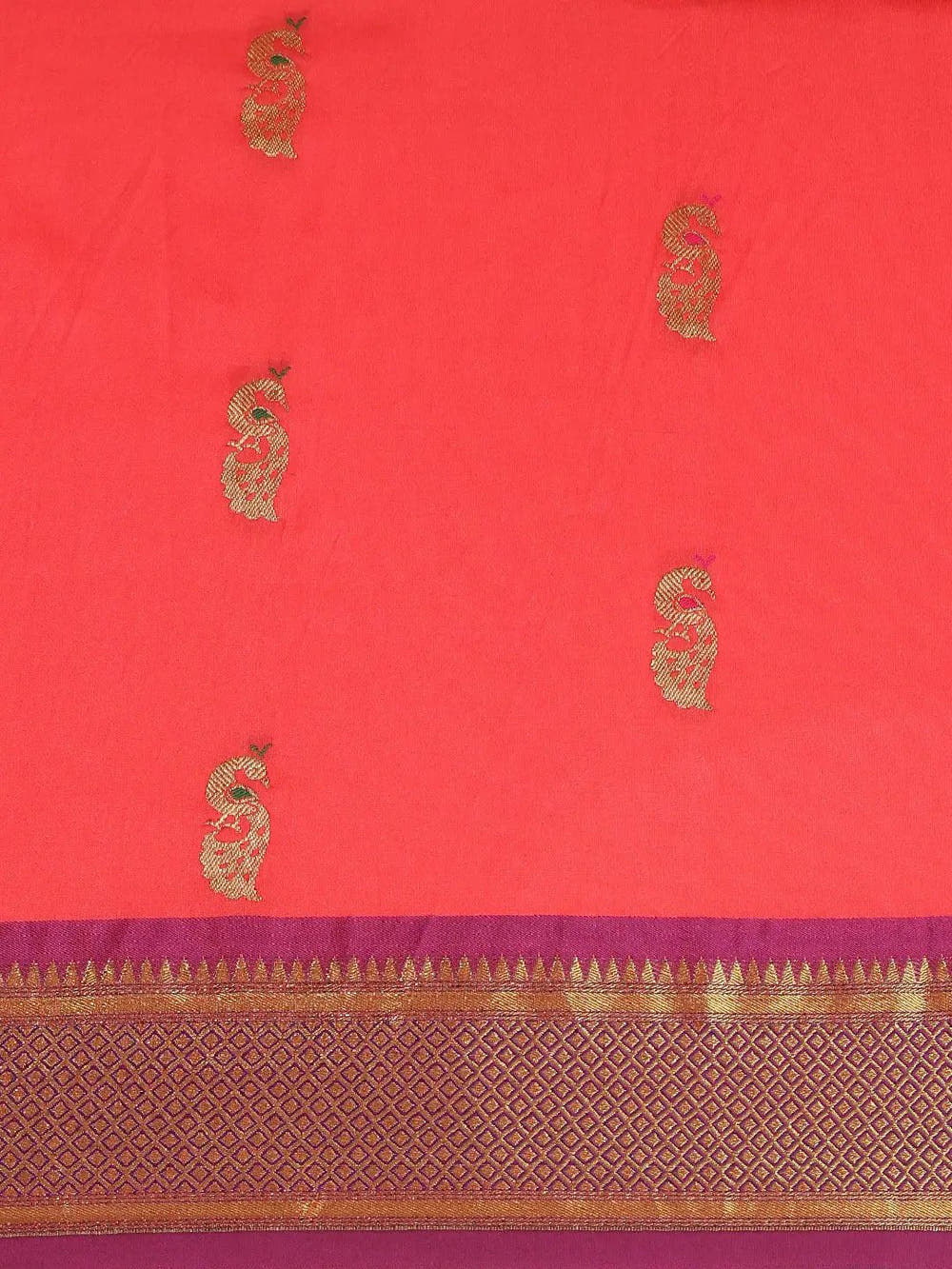 Traditonal Gajri Colour Yevla Paithani Minakari Work Silk Saree