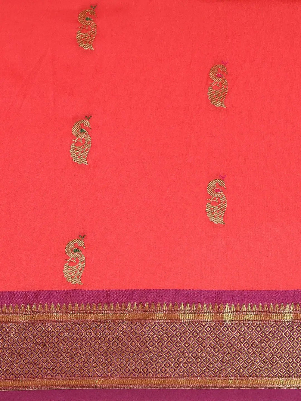 Traditonal Gajri Colour Yevla Paithani Minakari Work Silk Saree