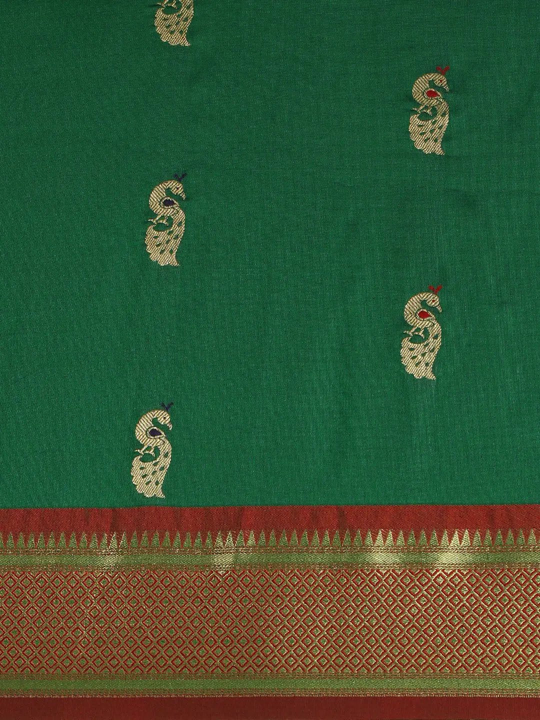 Trendy Yevla Paithani Minakari Work Silk Saree in Green Colour