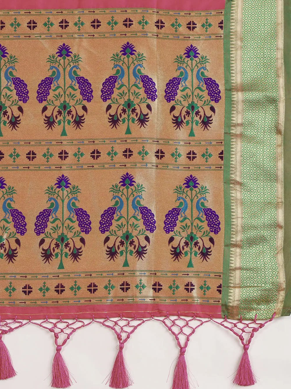 Exquisite Yevla Paithani Minakari Work Silk Saree in Pink Colour