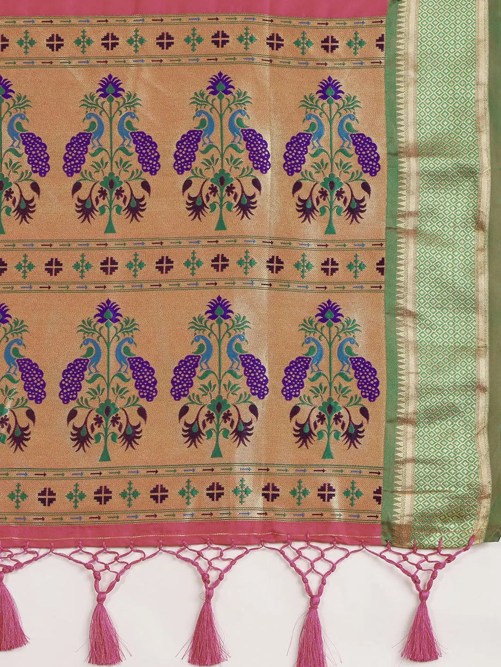 Exquisite Yevla Paithani Minakari Work Silk Saree in Pink Colour