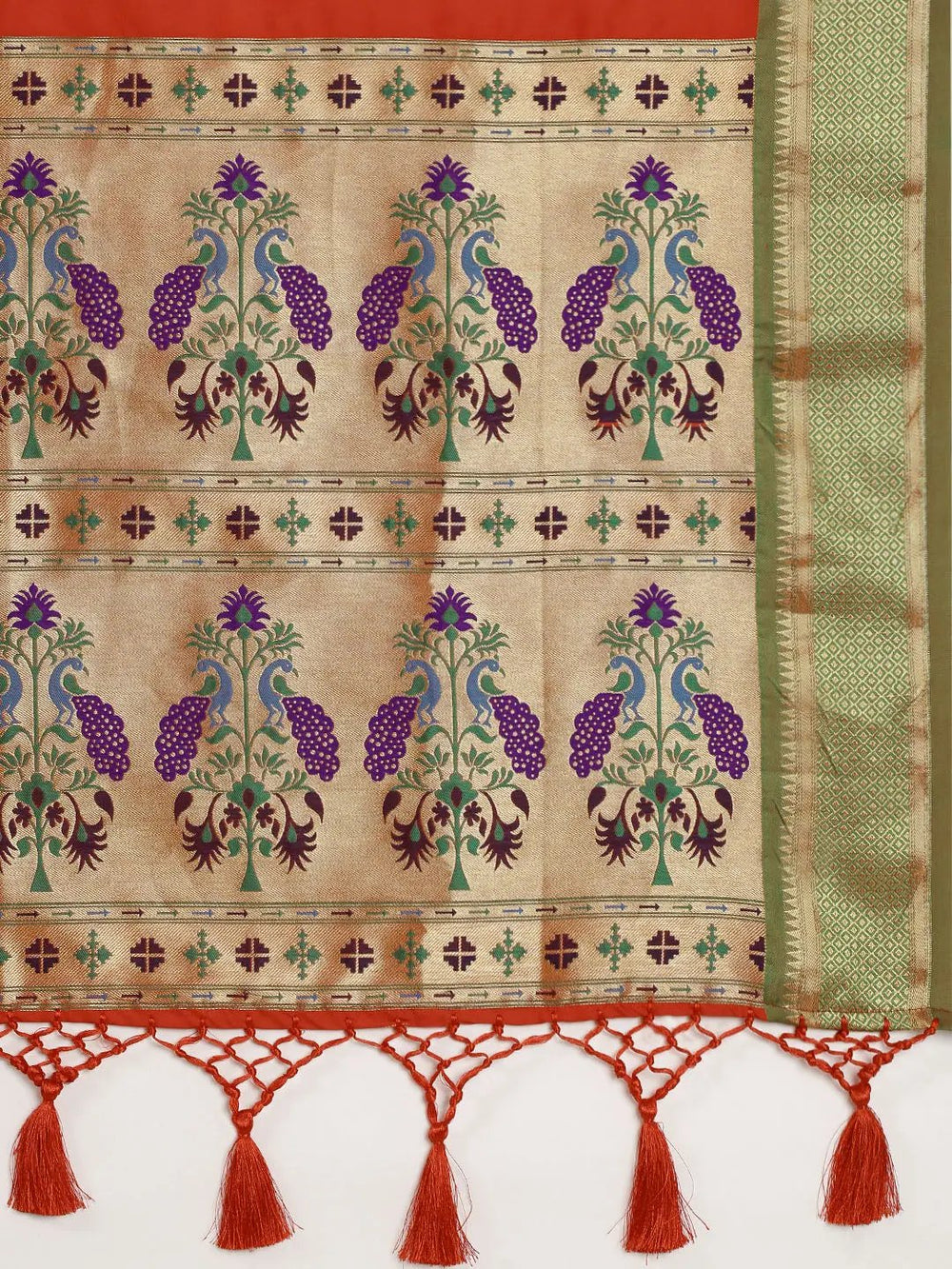 Traditional Red Colour Yevla Paithani Minakari Work Silk Saree