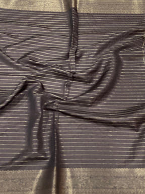 Brown Soft Silk Gold Zari Kalamkari Chex Saree
