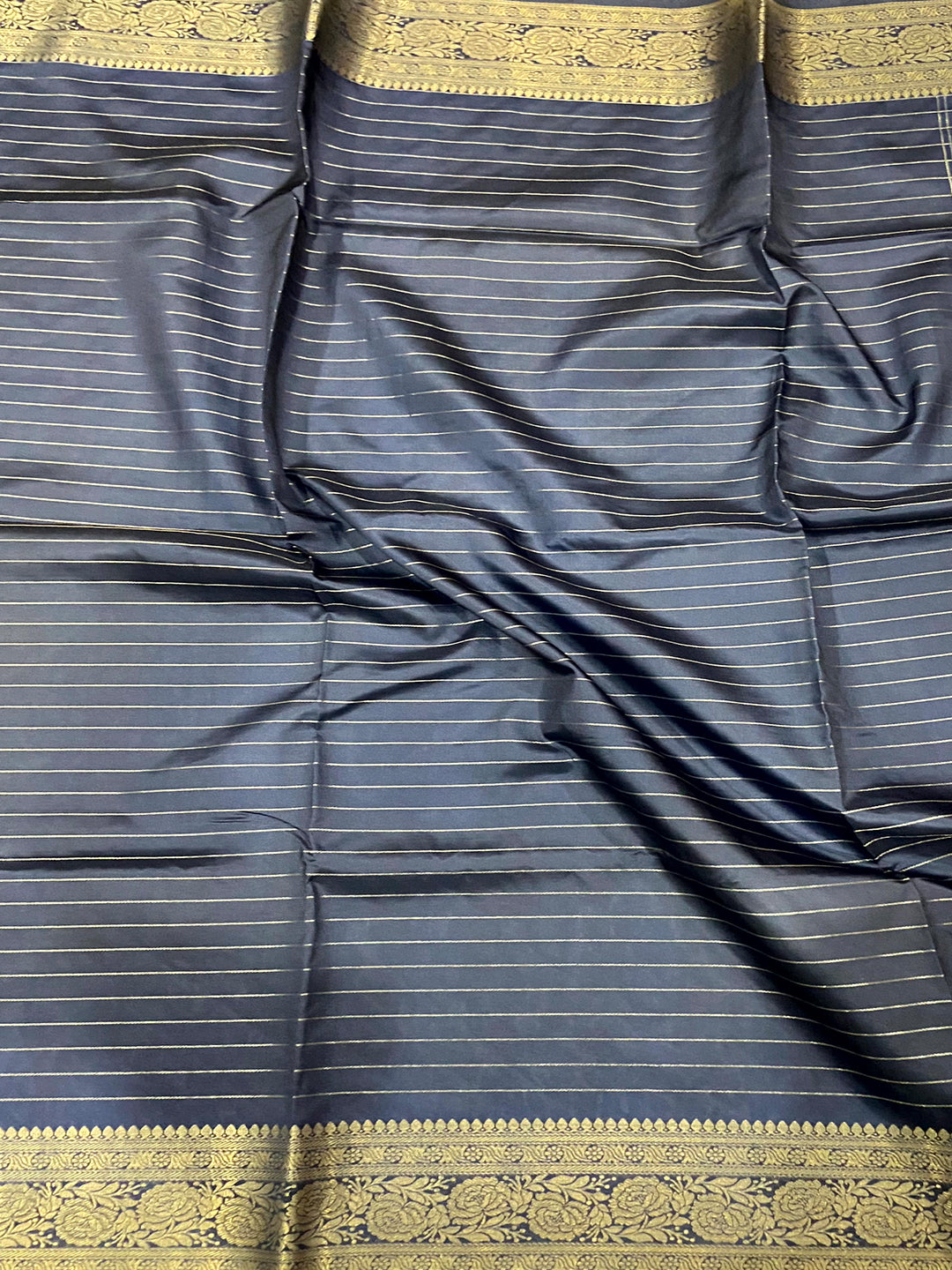 Midnight Bloom Blue Floral Saree