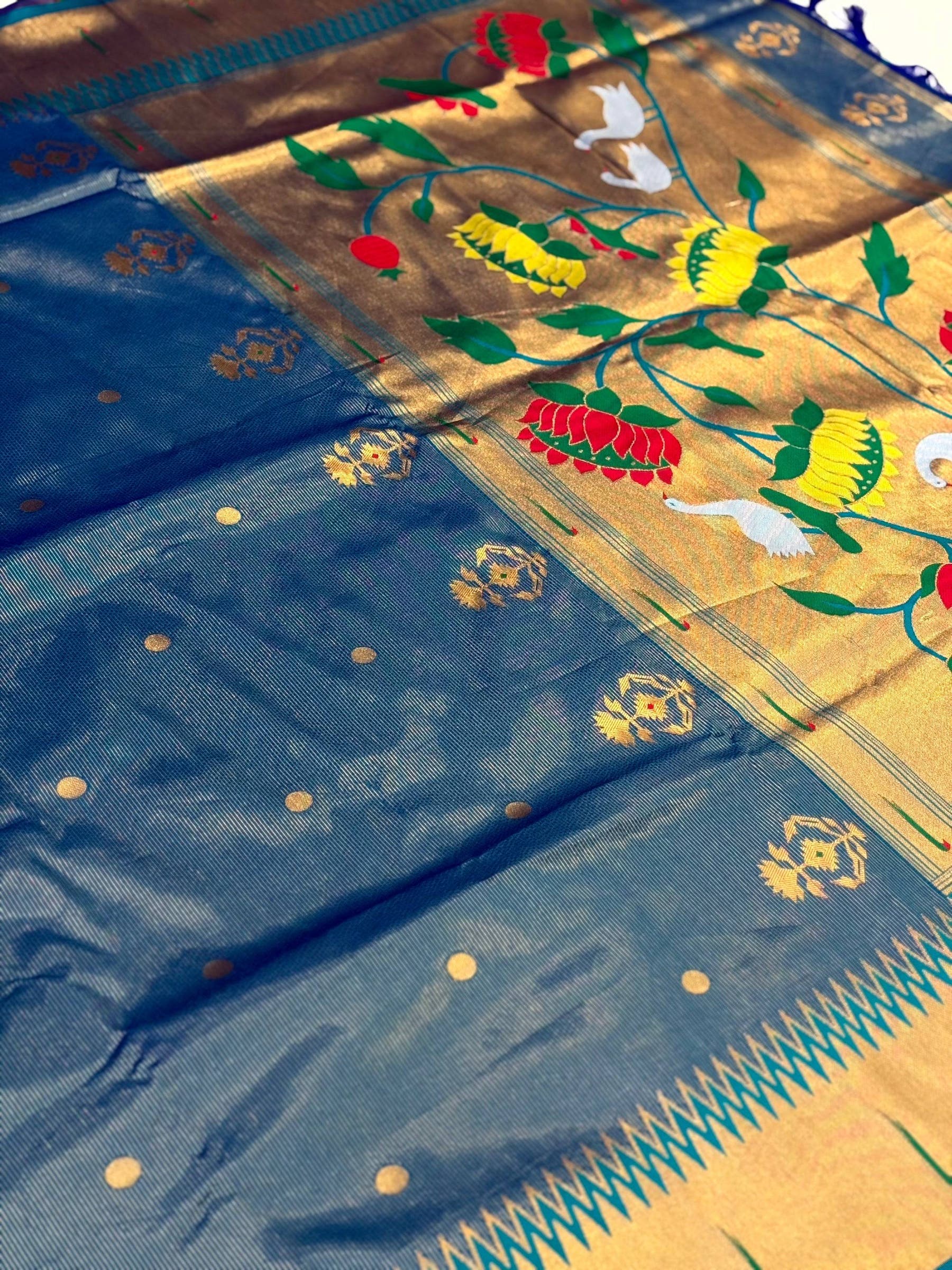 Golden Grace Zari Tissue Paithani Saree