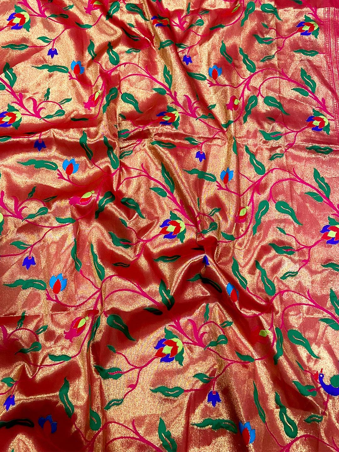Rani Pink Yeola Paithani Soft Silk Saree