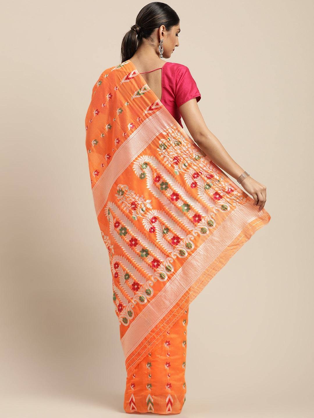 Dhakai Jamdani Cotton Silk Saree