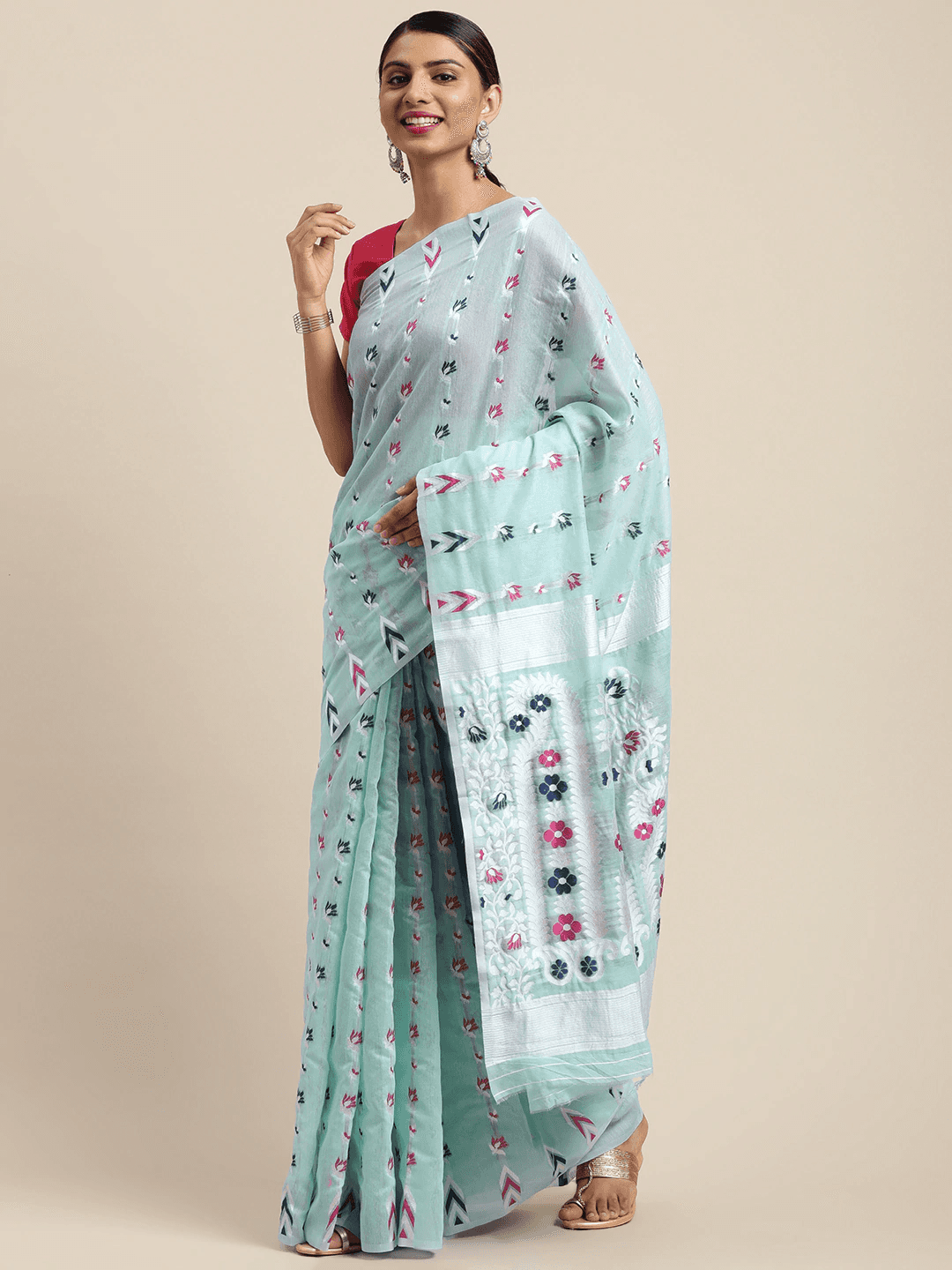 Dhakai Jamdani Cotton Silk Saree