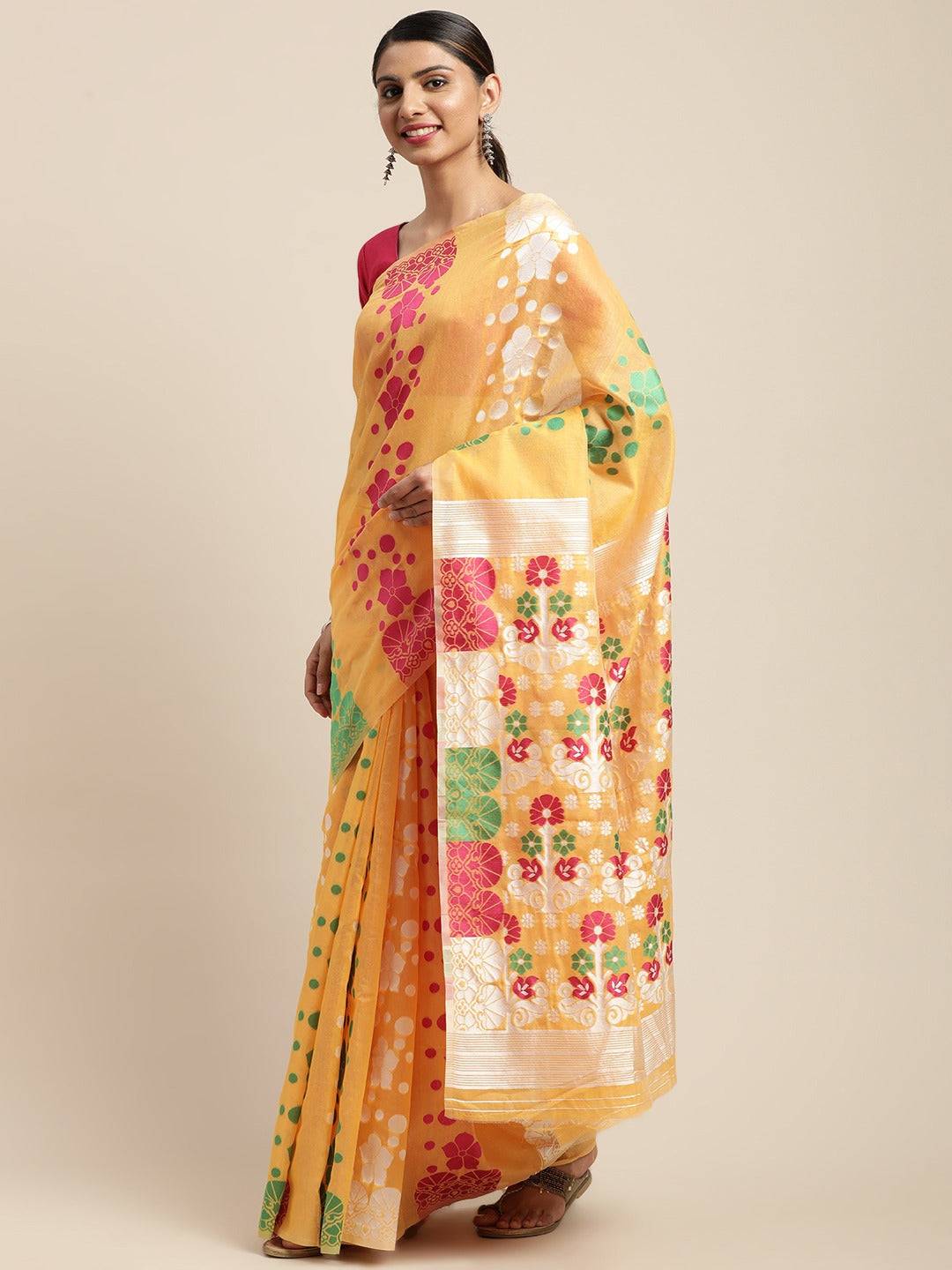 Dhakai Jamdani Cotton Silk Saree