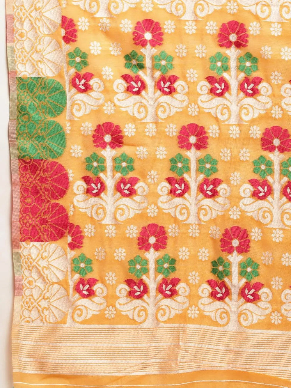 Dhakai Jamdani Cotton Silk Saree