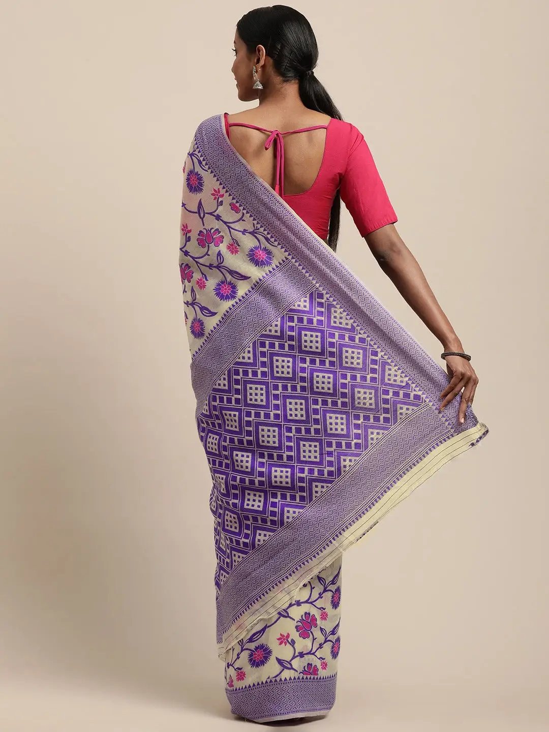 Dhakai Jamdani Cotton Silk Saree