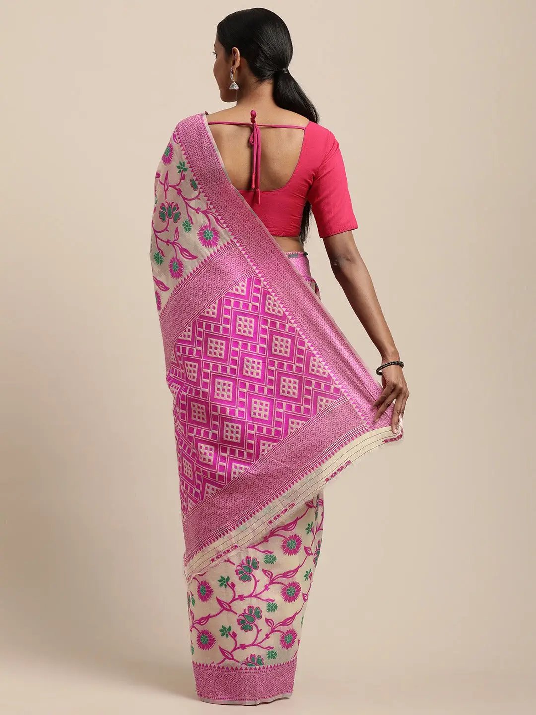 Dhakai Jamdani Cotton Silk Saree