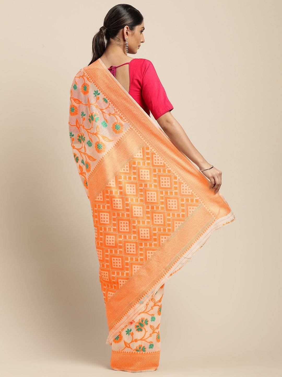 Dhakai Jamdani Cotton Silk Saree