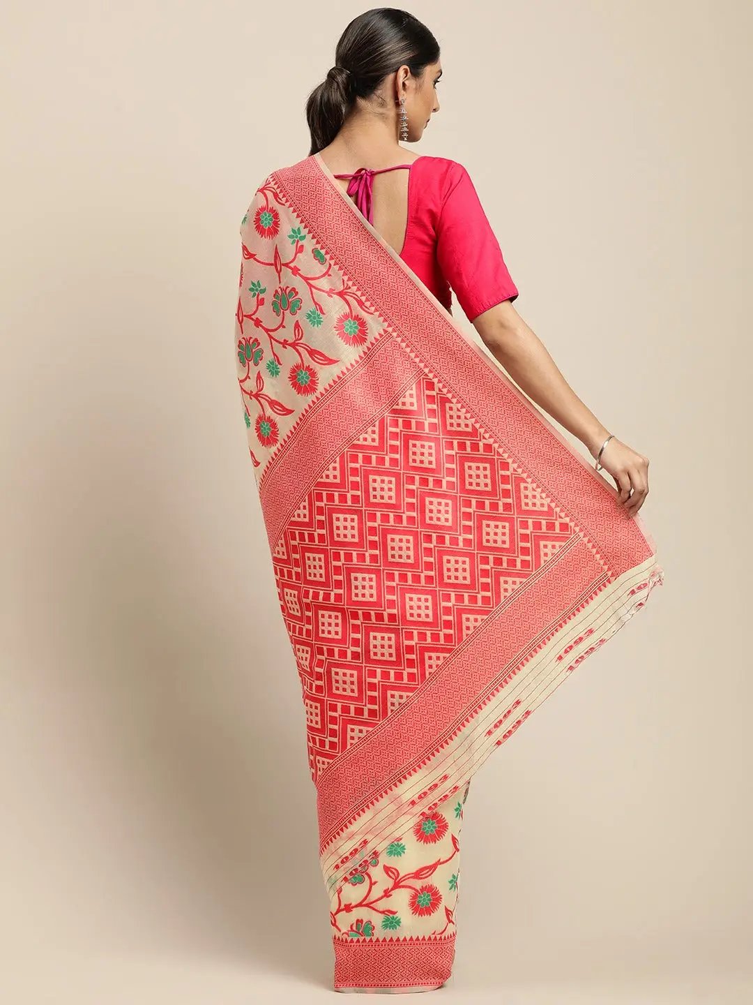 Dhakai Jamdani Cotton Silk Saree