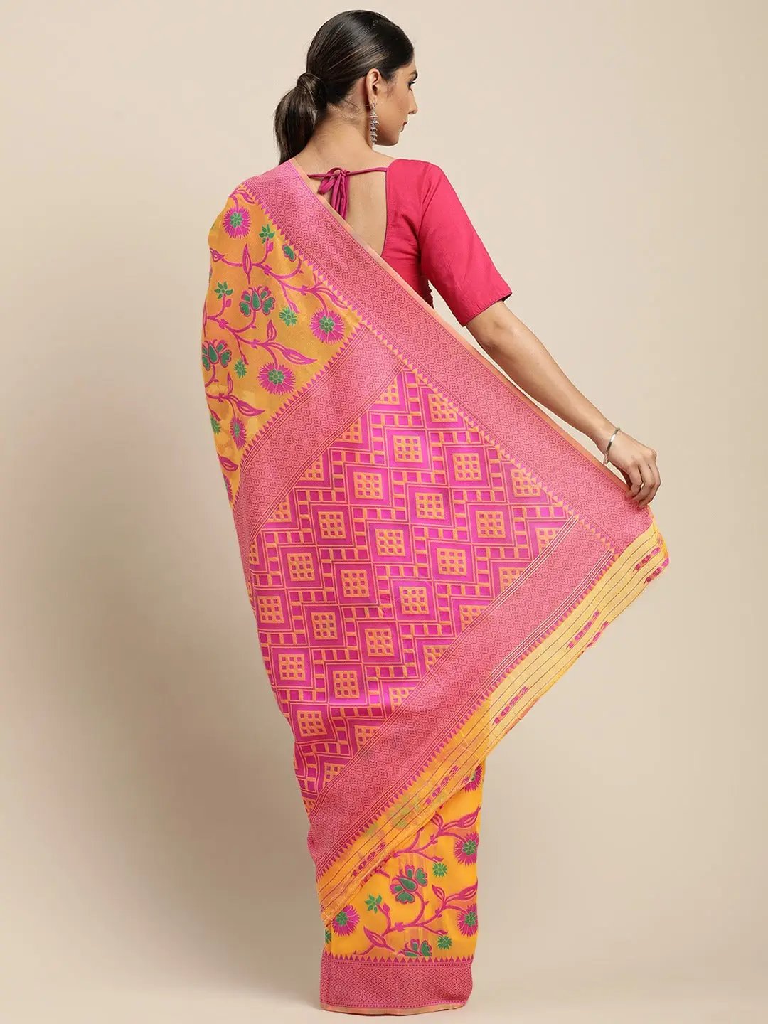 Dhakai Jamdani Cotton Silk Saree