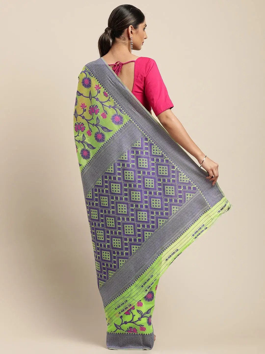 Dhakai Jamdani Cotton Silk Saree