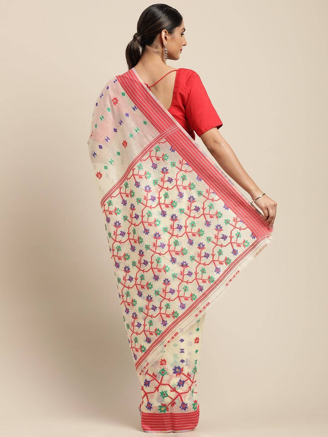 Dhakai Jamdani Cotton Silk Saree