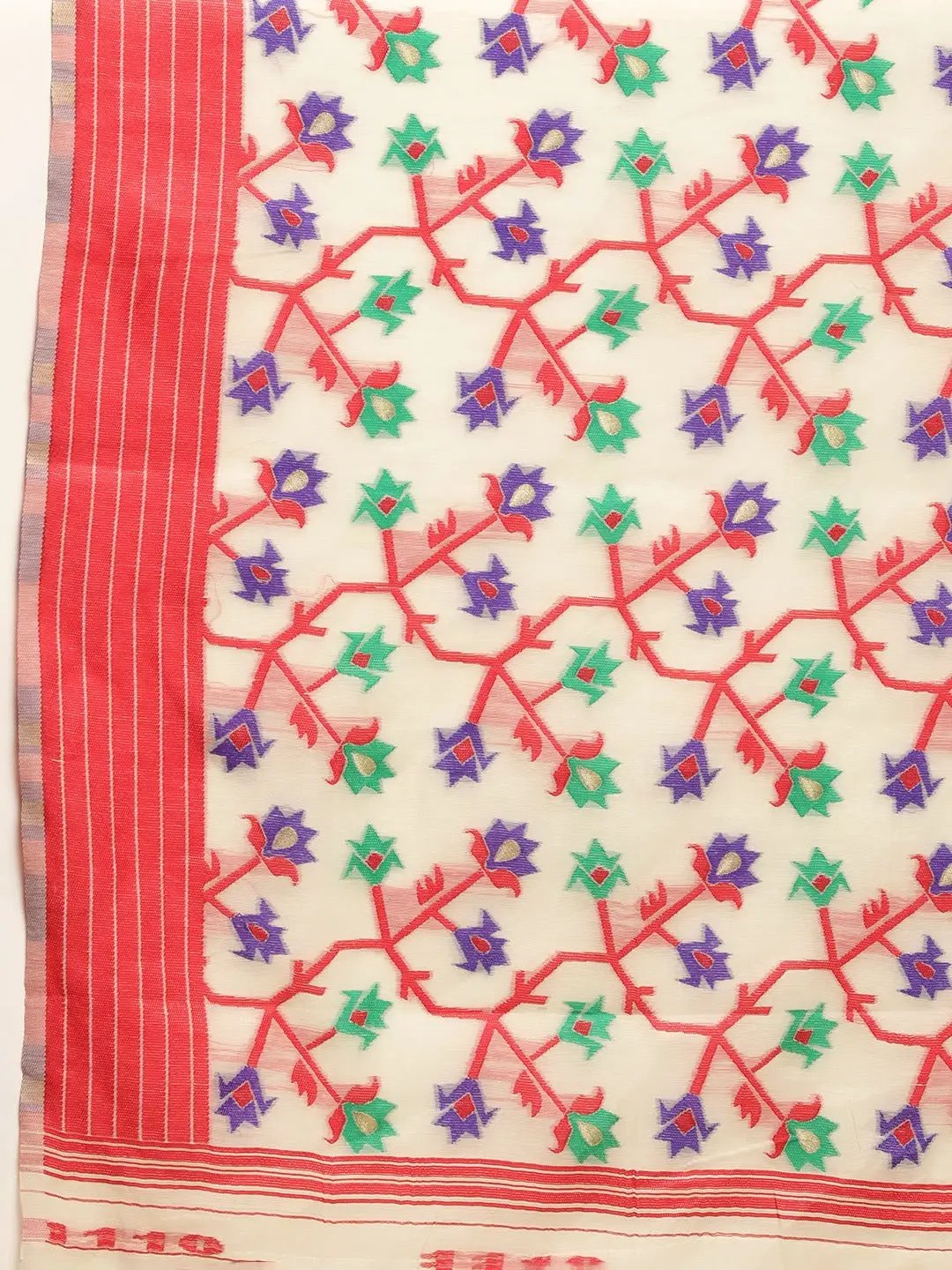 Dhakai Jamdani Cotton Silk Saree