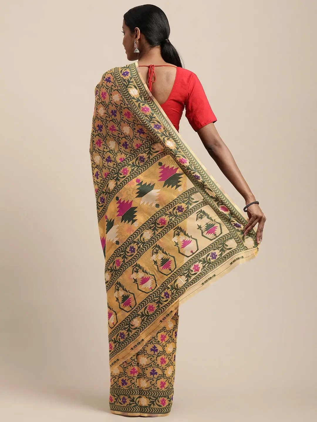 Dhakai Jamdani Cotton Silk Saree