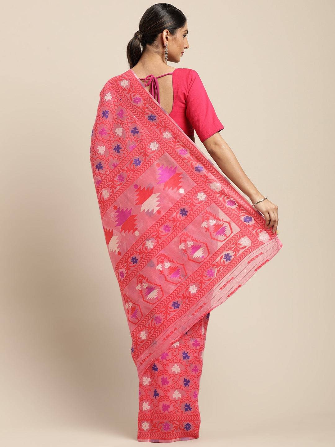 Dhakai Jamdani Cotton Silk Saree